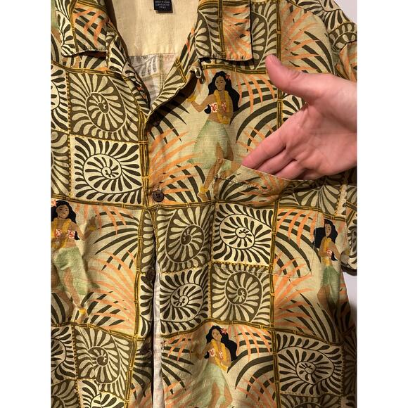 Tommy Bahama 100% Silk SS Button Up Camp Shirt Hula Girl Floral Size Med Men's - Picture 4 of 6
